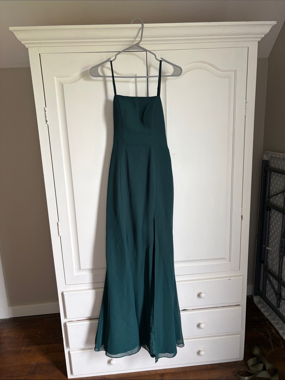 Azazie Teal Green Spaghetti Strap Maxi Dress